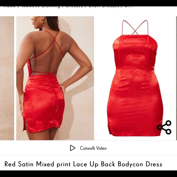 princess polly baby blue dress Red Satin Backless PLT Dress